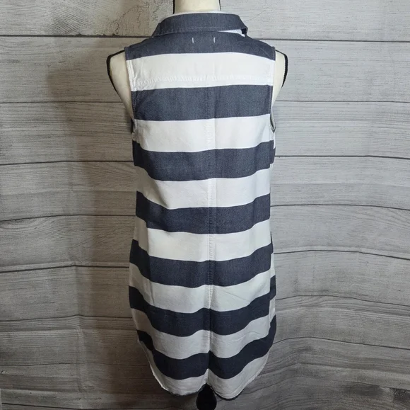 Old Navy Blue and White Sleeveless Striped Dress, Size M - Picture 3 of 4